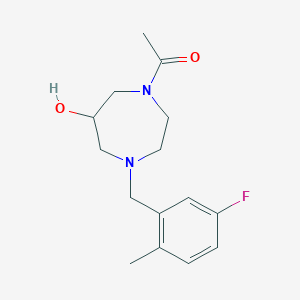 molecular formula C15H21FN2O2 B5565639 1-acetyl-4-(5-fluoro-2-methylbenzyl)-1,4-diazepan-6-ol 