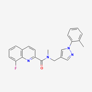 molecular formula C22H19FN4O B5565665 8-fluoro-N-methyl-N-{[1-(2-methylphenyl)-1H-pyrazol-4-yl]methyl}-2-quinolinecarboxamide 
