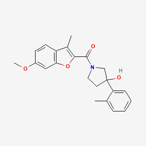 molecular formula C22H23NO4 B5565691 1-[(6-methoxy-3-methyl-1-benzofuran-2-yl)carbonyl]-3-(2-methylphenyl)-3-pyrrolidinol 