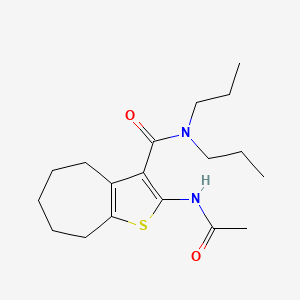 molecular formula C18H28N2O2S B5565694 2-(acetylamino)-N,N-dipropyl-5,6,7,8-tetrahydro-4H-cyclohepta[b]thiophene-3-carboxamide 