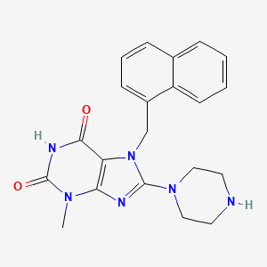 molecular formula C21H22N6O2 B5565703 3-methyl-7-(1-naphthylmethyl)-8-piperazin-1-yl-3,7-dihydro-1H-purine-2,6-dione 