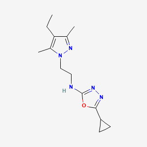molecular formula C14H21N5O B5565708 5-cyclopropyl-N-[2-(4-ethyl-3,5-dimethyl-1H-pyrazol-1-yl)ethyl]-1,3,4-oxadiazol-2-amine 