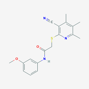 molecular formula C18H19N3O2S B5565720 2-[(3-氰基-4,5,6-三甲基-2-吡啶基)硫代]-N-(3-甲氧基苯基)乙酰胺 