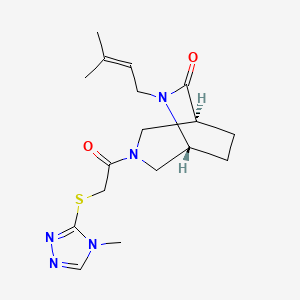 molecular formula C17H25N5O2S B5565722 (1S*,5R*)-6-(3-methyl-2-buten-1-yl)-3-{[(4-methyl-4H-1,2,4-triazol-3-yl)thio]acetyl}-3,6-diazabicyclo[3.2.2]nonan-7-one 