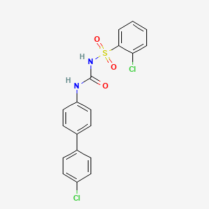 molecular formula C19H14Cl2N2O3S B5565758 2-chloro-N-{[(4'-chloro-4-biphenylyl)amino]carbonyl}benzenesulfonamide 