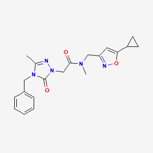 molecular formula C20H23N5O3 B5565812 2-(4-benzyl-3-methyl-5-oxo-4,5-dihydro-1H-1,2,4-triazol-1-yl)-N-[(5-cyclopropyl-3-isoxazolyl)methyl]-N-methylacetamide 