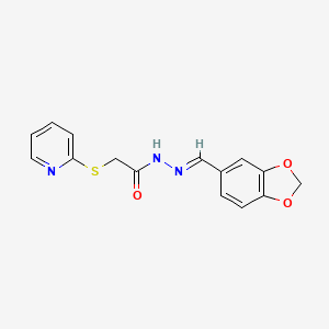 molecular formula C15H13N3O3S B5565818 N'-(1,3-苯并二氧杂环-5-亚甲基)-2-(2-吡啶硫代)乙酰肼 