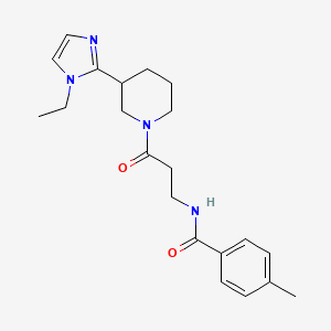 molecular formula C21H28N4O2 B5565839 N-{3-[3-(1-ethyl-1H-imidazol-2-yl)-1-piperidinyl]-3-oxopropyl}-4-methylbenzamide 