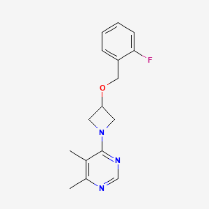 molecular formula C16H18FN3O B5565867 4-{3-[(2-fluorobenzyl)oxy]azetidin-1-yl}-5,6-dimethylpyrimidine 