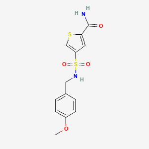 molecular formula C13H14N2O4S2 B5565916 4-{[(4-methoxybenzyl)amino]sulfonyl}-2-thiophenecarboxamide 