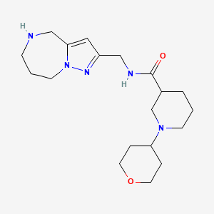 molecular formula C19H31N5O2 B5565922 1-(tetrahydro-2H-pyran-4-yl)-N-(5,6,7,8-tetrahydro-4H-pyrazolo[1,5-a][1,4]diazepin-2-ylmethyl)-3-piperidinecarboxamide dihydrochloride 