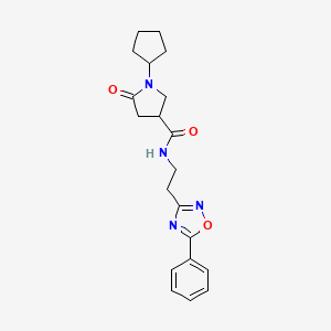 molecular formula C20H24N4O3 B5565937 1-cyclopentyl-5-oxo-N-[2-(5-phenyl-1,2,4-oxadiazol-3-yl)ethyl]-3-pyrrolidinecarboxamide 