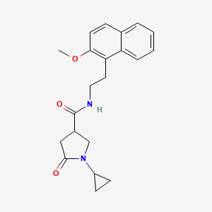 molecular formula C21H24N2O3 B5565945 1-cyclopropyl-N-[2-(2-methoxy-1-naphthyl)ethyl]-5-oxo-3-pyrrolidinecarboxamide 