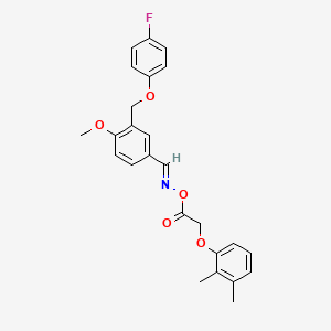 molecular formula C25H24FNO5 B5565998 3-[(4-fluorophenoxy)methyl]-4-methoxybenzaldehyde O-[2-(2,3-dimethylphenoxy)acetyl]oxime 