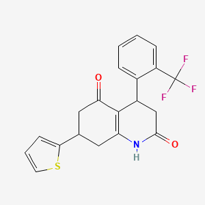 molecular formula C20H16F3NO2S B5566006 7-(2-噻吩基)-4-[2-(三氟甲基)苯基]-4,6,7,8-四氢-2,5(1H,3H)-喹啉二酮 
