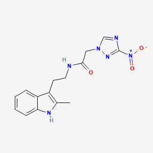molecular formula C15H16N6O3 B5566018 N-[2-(2-甲基-1H-吲哚-3-基)乙基]-2-(3-硝基-1H-1,2,4-三唑-1-基)乙酰胺 