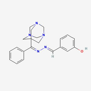 molecular formula C21H23N5O B5566027 3-hydroxybenzaldehyde [phenyl(1,3,5-triazatricyclo[3.3.1.1~3,7~]dec-7-yl)methylene]hydrazone 