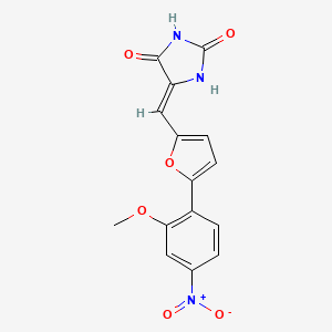 molecular formula C15H11N3O6 B5566035 5-{[5-(2-methoxy-4-nitrophenyl)-2-furyl]methylene}-2,4-imidazolidinedione 