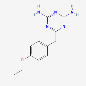 molecular formula C12H15N5O B5566061 6-(4-ethoxybenzyl)-1,3,5-triazine-2,4-diamine 