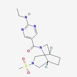 molecular formula C15H23N5O3S B5566089 N-乙基-5-{[(1R*,5R*)-3-(甲基磺酰基)-3,6-二氮杂双环[3.2.2]壬-6-基]羰基}嘧啶-2-胺 