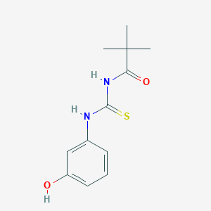 molecular formula C12H16N2O2S B5566126 N-{[(3-hydroxyphenyl)amino]carbonothioyl}-2,2-dimethylpropanamide 