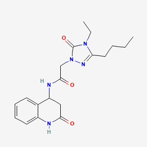 molecular formula C19H25N5O3 B5566157 2-(3-butyl-4-ethyl-5-oxo-4,5-dihydro-1H-1,2,4-triazol-1-yl)-N-(2-oxo-1,2,3,4-tetrahydro-4-quinolinyl)acetamide 