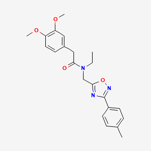 molecular formula C22H25N3O4 B5566165 2-(3,4-dimethoxyphenyl)-N-ethyl-N-{[3-(4-methylphenyl)-1,2,4-oxadiazol-5-yl]methyl}acetamide 