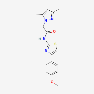 molecular formula C17H18N4O2S B5566177 2-(3,5-二甲基-1H-吡唑-1-基)-N-[4-(4-甲氧基苯基)-1,3-噻唑-2-基]乙酰胺 