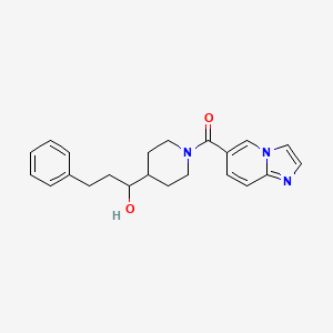 molecular formula C22H25N3O2 B5566201 1-[1-(咪唑并[1,2-a]吡啶-6-基羰基)哌啶-4-基]-3-苯基丙醇 
