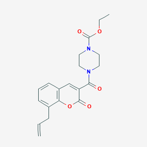 molecular formula C20H22N2O5 B5566235 乙基 4-[(8-烯丙基-2-氧代-2H-色烯-3-基)羰基]-1-哌嗪羧酸酯 