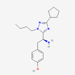 molecular formula C19H28N4O B5566281 4-[(2S)-2-amino-2-(1-butyl-3-cyclopentyl-1H-1,2,4-triazol-5-yl)ethyl]phenol 