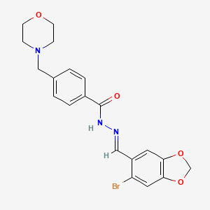molecular formula C20H20BrN3O4 B5566308 N'-[(6-bromo-1,3-benzodioxol-5-yl)methylene]-4-(4-morpholinylmethyl)benzohydrazide 