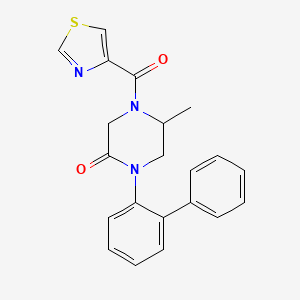 molecular formula C21H19N3O2S B5566321 1-(2-biphenylyl)-5-methyl-4-(1,3-thiazol-4-ylcarbonyl)-2-piperazinone 