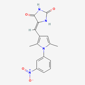 molecular formula C16H14N4O4 B5566364 5-{[2,5-dimethyl-1-(3-nitrophenyl)-1H-pyrrol-3-yl]methylene}-2,4-imidazolidinedione 