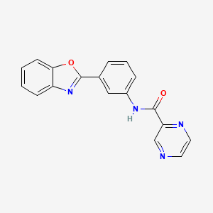 molecular formula C18H12N4O2 B5566377 N-[3-(1,3-苯并恶唑-2-基)苯基]-2-吡嗪甲酰胺 
