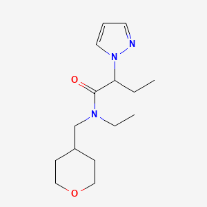 molecular formula C15H25N3O2 B5566429 N-乙基-2-(1H-吡唑-1-基)-N-(四氢-2H-吡喃-4-基甲基)丁酰胺 