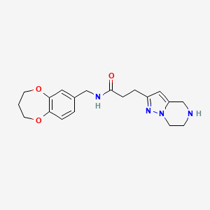 molecular formula C19H24N4O3 B5566465 N-(3,4-dihydro-2H-1,5-benzodioxepin-7-ylmethyl)-3-(4,5,6,7-tetrahydropyrazolo[1,5-a]pyrazin-2-yl)propanamide hydrochloride 