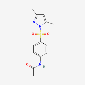 molecular formula C13H15N3O3S B5566484 N-{4-[(3,5-dimethyl-1H-pyrazol-1-yl)sulfonyl]phenyl}acetamide 