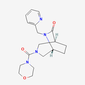 molecular formula C18H24N4O3 B5566650 (1S*,5R*)-3-(4-morpholinylcarbonyl)-6-(2-pyridinylmethyl)-3,6-diazabicyclo[3.2.2]nonan-7-one 