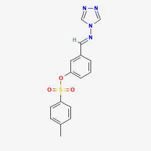 molecular formula C16H14N4O3S B5566654 4-甲基苯磺酸3-[(4H-1,2,4-三唑-4-亚氨基)甲基]苯酯 