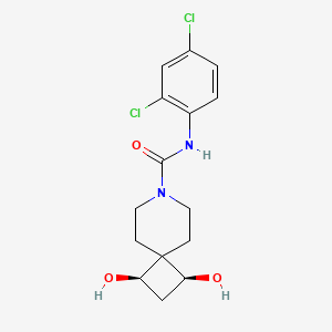 molecular formula C15H18Cl2N2O3 B5566658 (1R*,3S*)-N-(2,4-dichlorophenyl)-1,3-dihydroxy-7-azaspiro[3.5]nonane-7-carboxamide 