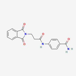 molecular formula C18H15N3O4 B5566661 4-{[3-(1,3-dioxo-1,3-dihydro-2H-isoindol-2-yl)propanoyl]amino}benzamide 
