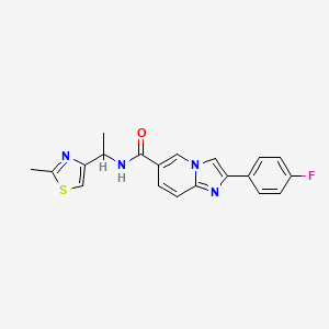 molecular formula C20H17FN4OS B5566683 2-(4-fluorophenyl)-N-[1-(2-methyl-1,3-thiazol-4-yl)ethyl]imidazo[1,2-a]pyridine-6-carboxamide 