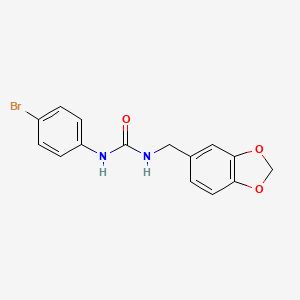 molecular formula C15H13BrN2O3 B5566686 N-(1,3-benzodioxol-5-ylmethyl)-N'-(4-bromophenyl)urea 