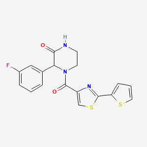 3-(3-fluorophenyl)-4-{[2-(2-thienyl)-1,3-thiazol-4-yl]carbonyl}-2-piperazinone