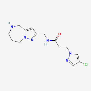 molecular formula C14H19ClN6O B5566715 3-(4-chloro-1H-pyrazol-1-yl)-N-(5,6,7,8-tetrahydro-4H-pyrazolo[1,5-a][1,4]diazepin-2-ylmethyl)propanamide hydrochloride 