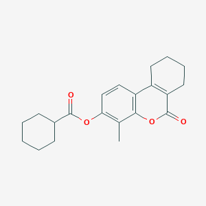 molecular formula C21H24O4 B5566791 4-甲基-6-氧代-7,8,9,10-四氢-6H-苯并[c]色烯-3-基环己烷羧酸酯 
