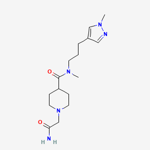 molecular formula C16H27N5O2 B5566861 1-(2-氨基-2-氧代乙基)-N-甲基-N-[3-(1-甲基-1H-吡唑-4-基)丙基]-4-哌啶甲酰胺 