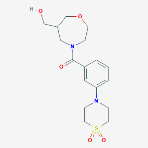 molecular formula C17H24N2O5S B5566885 {4-[3-(1,1-dioxidothiomorpholin-4-yl)benzoyl]-1,4-oxazepan-6-yl}methanol 