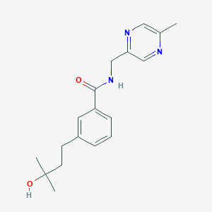 molecular formula C18H23N3O2 B5566896 3-(3-羟基-3-甲基丁基)-N-[(5-甲基-2-吡嗪基)甲基]苯甲酰胺 